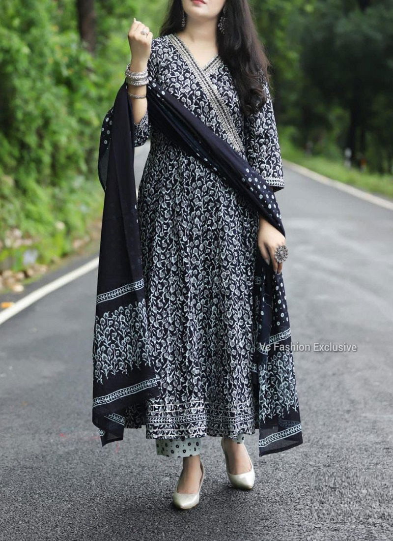 Black Lovers Angrakha Anarkali Readymade Suits Catalog